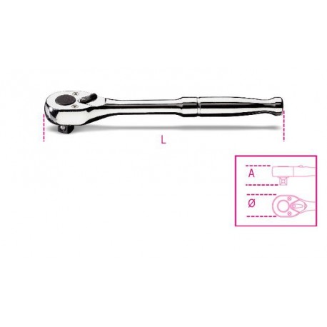 900M/55 - carraca reversible con cuadrado macho 1/4” con mango de metal