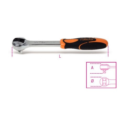 910/55 - carraca reversible con cuadrado macho 3/8”, 72 dientes