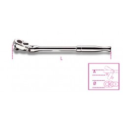 910M/56 - carraca reversible articulada, con cuadrado macho 3/8” con mango de metal