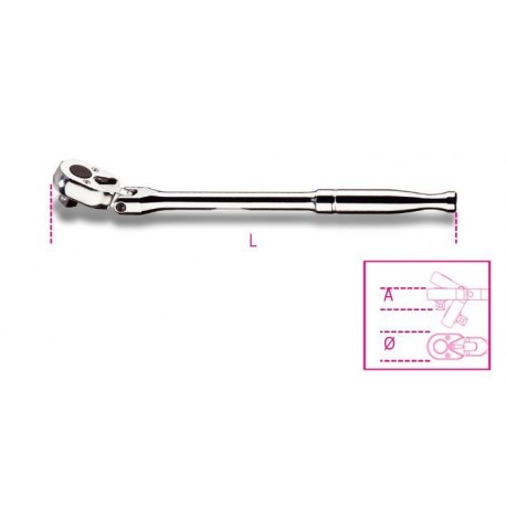 910M/56 - carraca reversible articulada, con cuadrado macho 3/8” con mango de metal