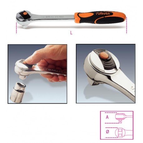 920/55LC - carraca reversible con cuadrado macho 1/2” “Locking System”, 72 dientes