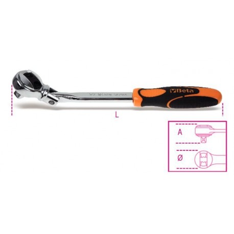 920/56A - carraca reversible articulada con cuadradomacho 1/2”, 72 dientes