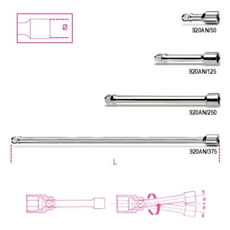 920AN - alargaderas con cuadrado macho y hembra 1/2” angulares