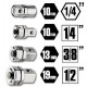 123/K4_GDO - juego de 4 adaptadores para llaves de carraca: 1 adaptador para puntas3 adaptadores de desenganche rápido