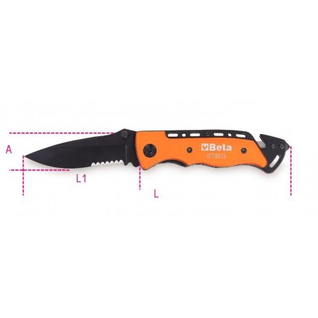 1778SOS - Cuchillo de socorro auto con función martillo rompecristales y cortacinturones de seguridad