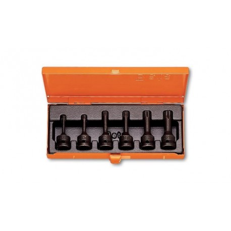 720TX/C6 - 6 llaves de vaso macho de impacto para tornillos con huella Torx® en caja metálica