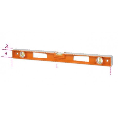 1696D - Niveles de aluminio fundido a presión con mangos, 4 bases rectificadas, con 3 cápsulas de nivel irrompiblesprecisión 1 m